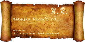 Matejka Richárd névjegykártya